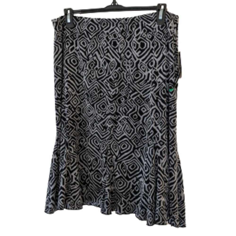 👗Briggs New York Black-White Pattern Gathered Skirt NEW (Size L)👗